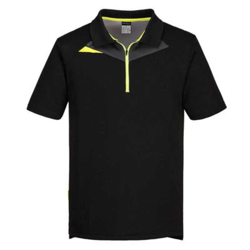 Image of Portwest DX4 Short Sleeve Polo Shirt DX410BKRL Colour: Black