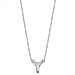 image of Initial Y Plain Silver Initial Necklace N4452