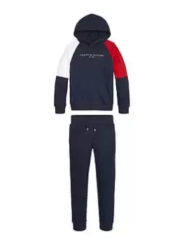 Image of Tommy Hilfiger Boys Essential Hooded Colorblock Set - Navy, Size Age: 12 Years