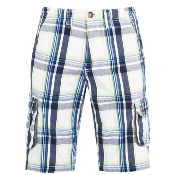 Image of SoulCal Check Cargo Shorts Mens - Nvy/OffWht/Grn