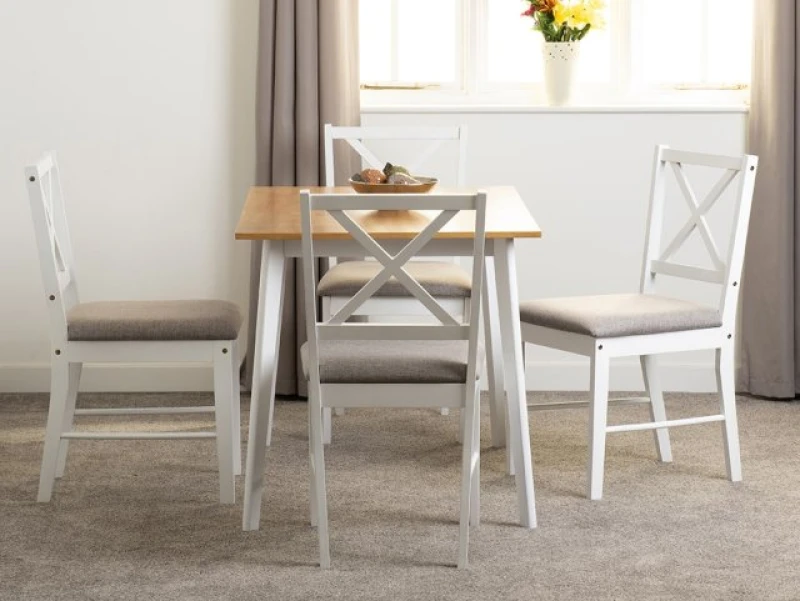 Image of Seconique Balfour White and Oak Dining Table and 4 Chair Set