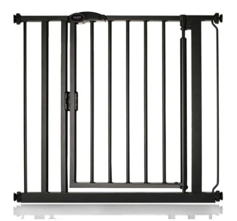 Image of Safetots Pressure Fit Self Closing Stair Gate, 82.2Cm - 89.2Cm, Matt Black, Auto Closing Baby Gate, Safety Barrier