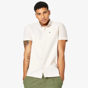 Jack Wills Stableton Short Sleeve Oxford Shirt - Beige