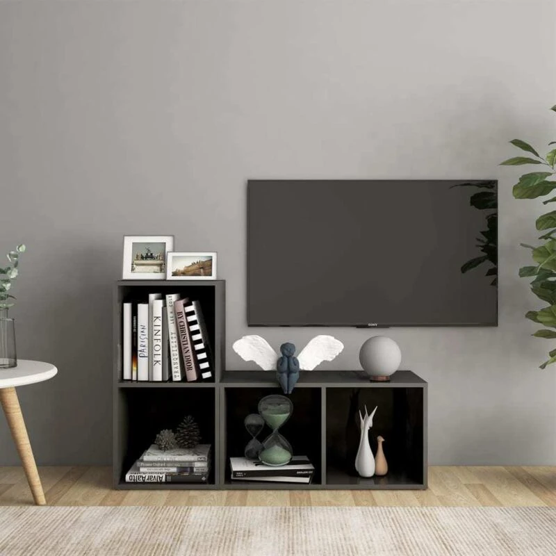 Image of VIDAXL TV Cabinets 2 pcs High Gloss Grey 72x35x36.5cm Engineered Wood Vidaxl 8720286592540