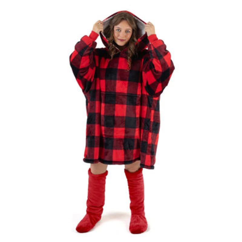 Image of Velosso Buffalo Check Oversized Hoodie Blanket One Size Fits All
