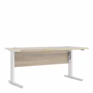 image of Prima Desk with Height Adjustable White Legs 150cm, Oak