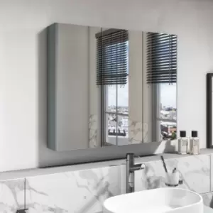 image of Light Grey Mirrored Wall Bathroom Cabinet 800 x 650mm - Pendle