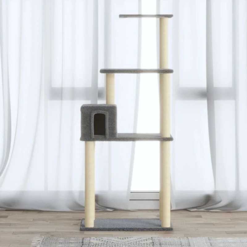 Image of VIDAXL Cat Tree with Sisal Scratching Posts Light Grey 147cm Vidaxl 8720286706046
