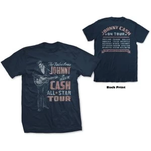 image of Johnny Cash - All Star Tour Unisex Large T-Shirt - Blue