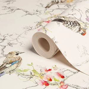 image of Holden Decor Statement Ornithology Multicolour Birds Metallic effect Smooth Wallpaper