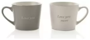 Image of Amore Set of 2 Love Mugs - Grey & White