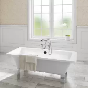 image of Freestanding Double Ended Bath With Chrome Feet 1600 x 750mm - Athena