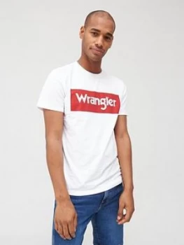 Image of Wrangler Box Logo T-Shirt - White, Size XL, Men