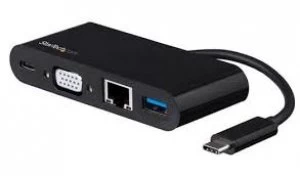 image of StarTech USB-C VGA Multiport Adapter - Power Delivery (60W) - USB 3.0 - GbE