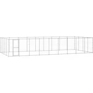 Image of Vidaxl - Outdoor Dog Kennel Galvanised Steel 43.56 m² Silver