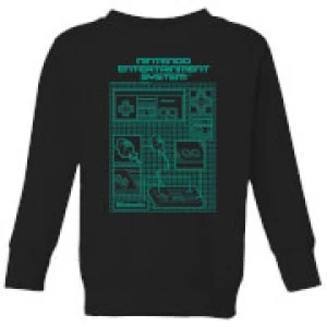 Image of Nintendo NES Controller Blueprint Kid's Sweatshirt - Black - 11-12 Years