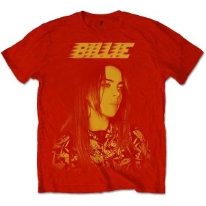 image of Billie Eilish - Racer Logo Jumbo Unisex Large T-Shirt - Red