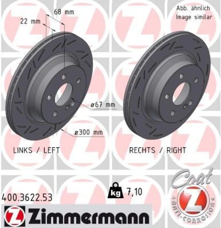 Image of ZIMMERMANN Brake disc ZIMMERMANN 400.3622.53