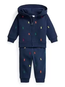Image of Ralph Lauren Baby Boys All Over Pony Jog Set - Navy, Size 24 Months