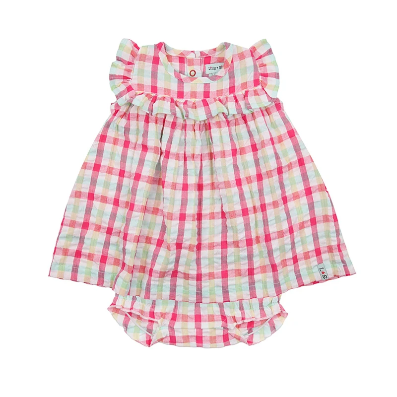 Image of Lilly + Sid Picnic Check Dress & Pant Set Multi female