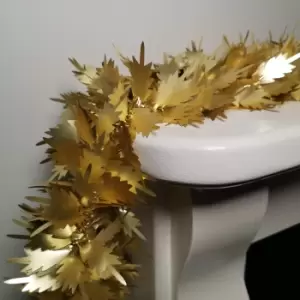 image of 1m Gold Fern Leaf Tinsel Christmas Garland Decoration