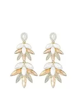 image of Mood Gold Crystal Golden Shadow Statement Fan Drop Earrings, Yellow Gold, Women