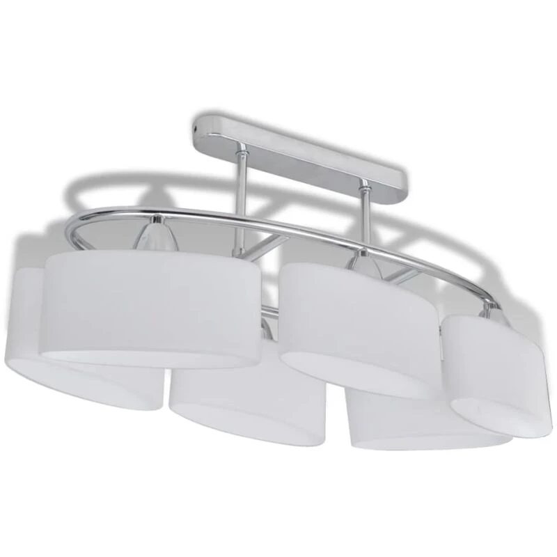 Image of vidaXL Ceiling Lamp with Ellipsoid Glass Shades 6 E14 Bulbs Pendant Light