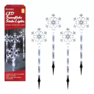 image of Christmas Workshop 4 Pack 40 LED Snowflake Stake Lights - White