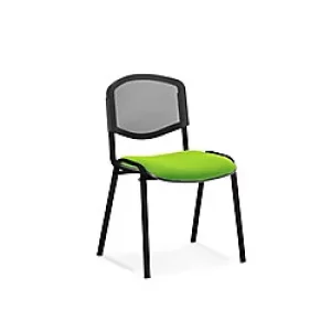 Image of Dynamic Stacking Chair ISO Black Frame Mesh Back Myrrh Green Fabric Seat Pack of 4 Without Arms