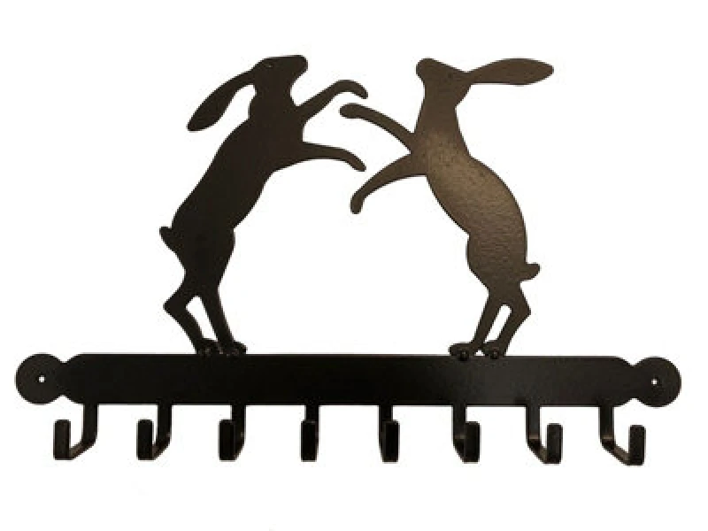 Image of Poppy Forge Tool Rack (Boxing Hares) - Steel - W54.6 X H30.5cm - Black