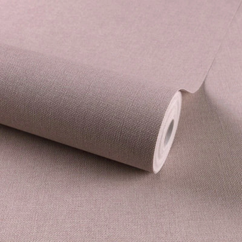 Image of Grandeco Panama Plain Textured Linen Fabric Wallpaper, Pink