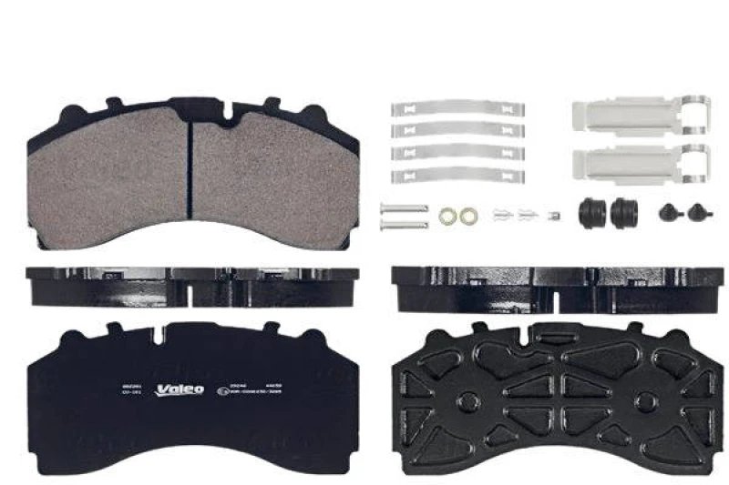 Image of VALEO 882281 Brake pad set OPTIPACK Front Axle, excl. wear warning contact, without lock screw set Brake Pad Set,disc brake (402)