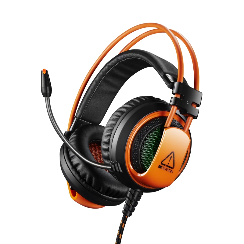 Image of Canyon Corax Headset Wired Head-band Gaming USB Type-A Black. Orange