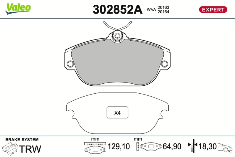 Image of Brake pad set VALEO 302852A
