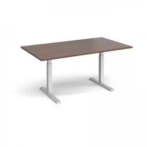 image of Elev8 Touch boardroom table 1800mm x 1000mm - silver frame and walnut