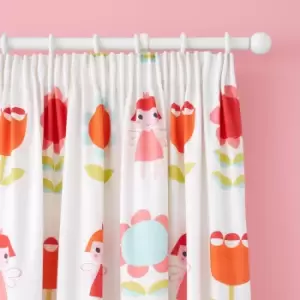 Image of Cosatto Fairy Garden Pencil Pleat Curtains Orange/Pink/White