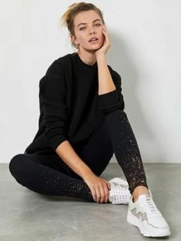 Image of Mint Velvet Foil Splatter Legging in Black