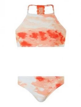 image of Monsoon Girls Storm Arianna Tie Dye Crochet Bikini - Coral