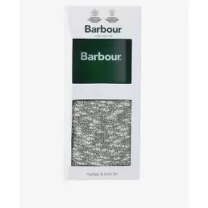 Image of Barbour Hip Flask And Sock Gift Set - Green