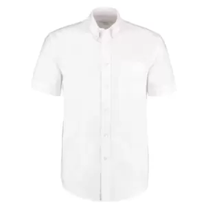 Image of Kustom Kit Mens Workwear Oxford Short Sleeve Shirt (14inch) (White)