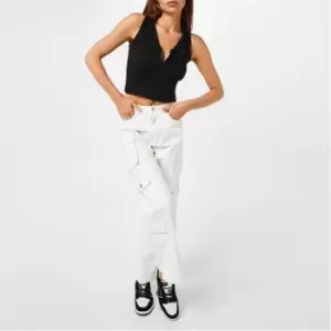 image of Missguided Rib Zip Front Racer Neck Crop Top - Black