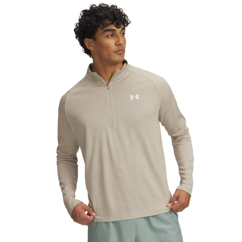 Image of Under Armour Under Armour Armour UA Tech Zip Long Sleeve Mens - Brown M Male