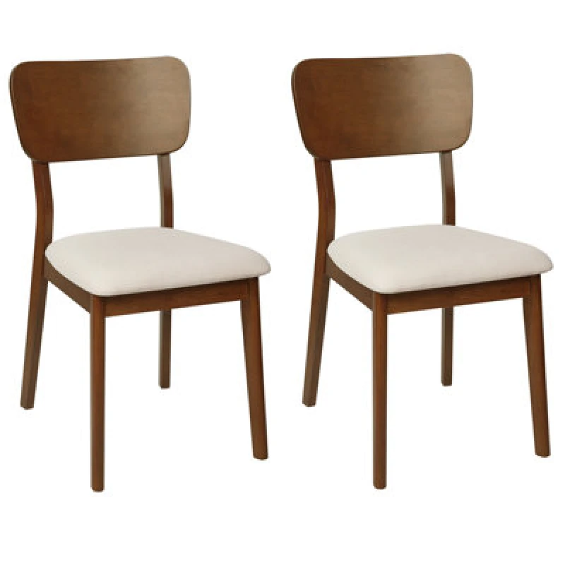 Image of Beliani Set Of 2 Dining Chairs Minier Wood Dark Brown/ Beige