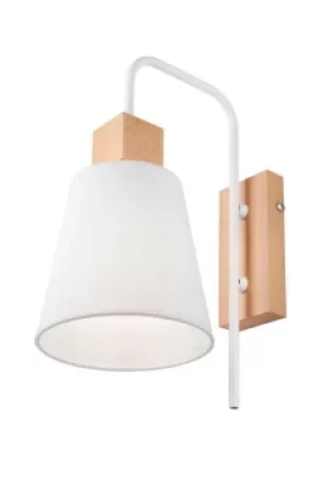 Image of Enrico Dome Wall Light With Fabric Shade, White, 1x E27