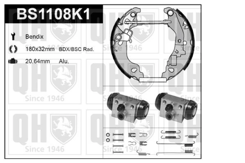 Image of QUINTON HAZELL Brake Shoe Set QUINTON HAZELL BS1108K1