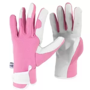 Image of Kew Gardens Leather Palm Gardening Gloves Pink S