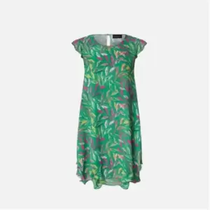 image of James Lakeland Ruffle Sleeves Wave Hem dress - Green