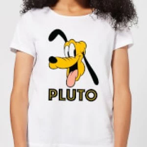 Disney Mickey Mouse Pluto Face Womens T-Shirt - White - 3XL