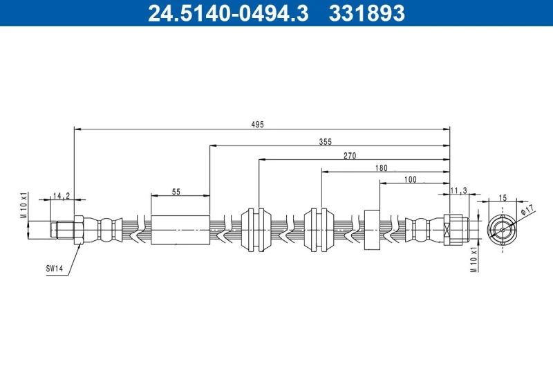Image of Brake hose ATE 24.5140-0494.3