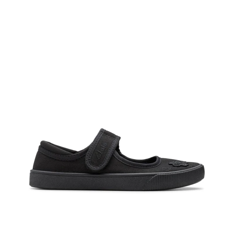 Image of (UK 13.5 Child, Black) Girls Clarks Casual Pumps Hopper Go - F Fit